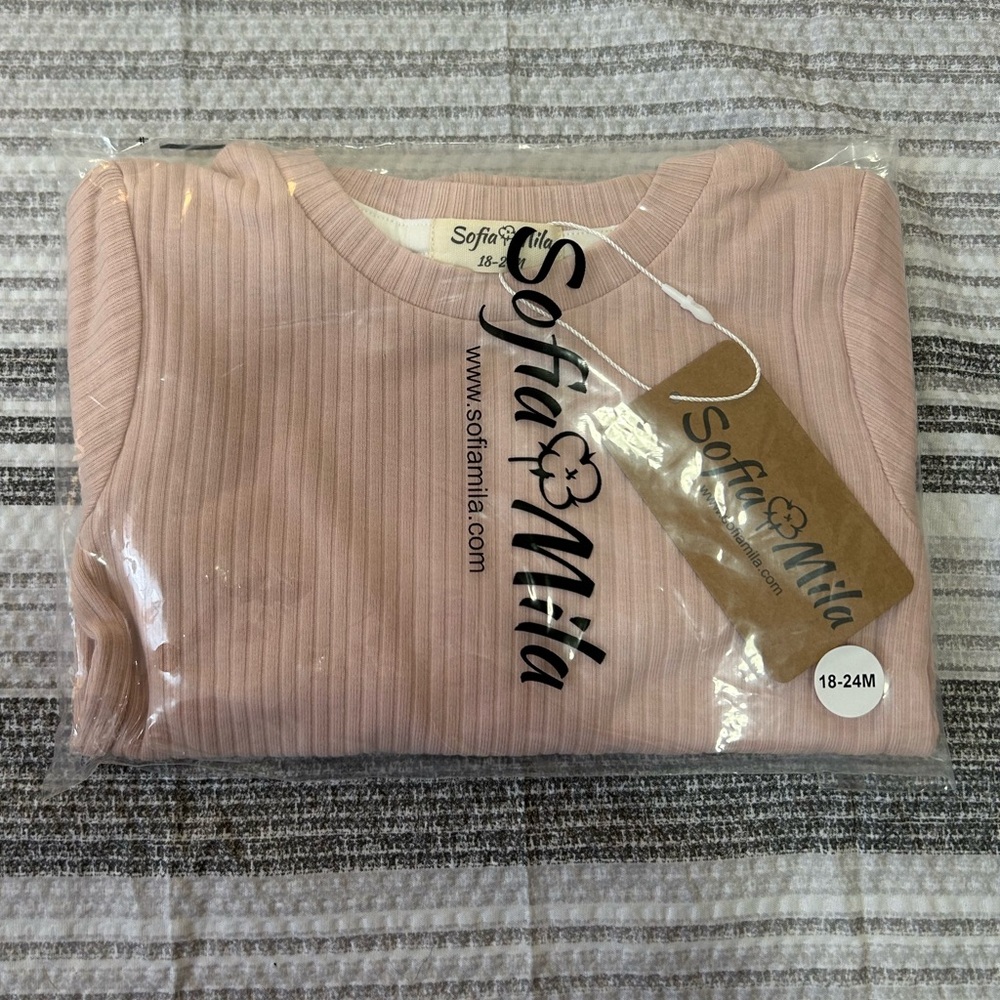 100% Organic Cotton Ribbed Pajama Set NWT 18-24 Month Girls